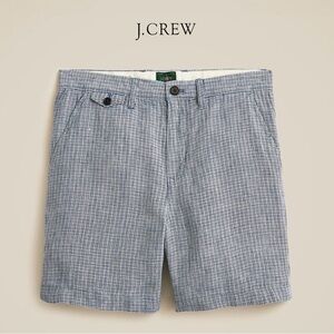 J. Crew Men's Linen Harold Canvas Blue Shorts 7” inseam